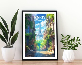 Paris France Travel Poster | Paris Wall Art Print | Eiffel Tower Poster |Paris Cityscape Print | France Travel Print  |Paris Poster  | Paris