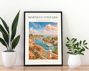 Martha's Vineyard Massachusetts Travel Poster, Martha's Vineyard Print, Coastal Wall Art, Cape Cod Island Poster,  Martha's Vineyard Poster