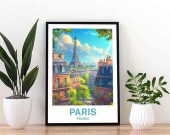 Paris France Travel Poster | Paris Wall Art Print |Eiffel Tower Poster |Paris Cityscape Print | France Travel Print | Paris Poster |  Paris