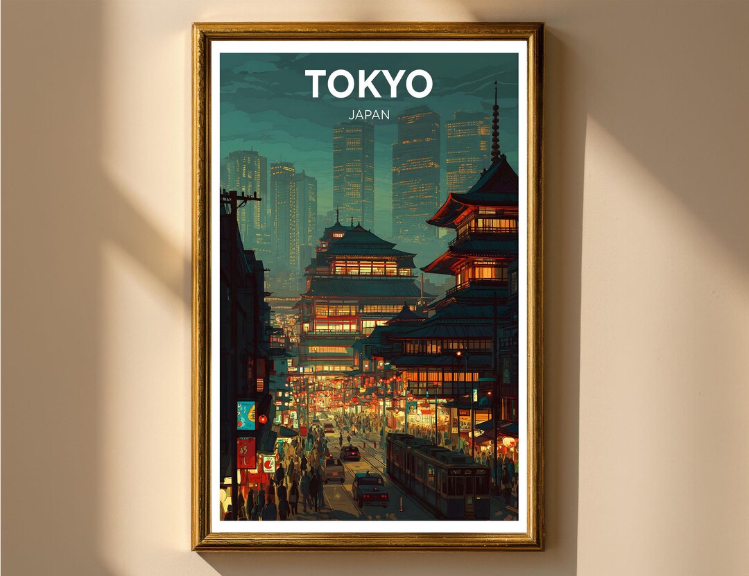 Vintage Tokyo Japan Travel Poster Wall Art | Iconic City Print ...