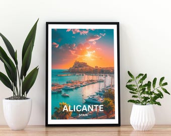 Alicante Spain Travel Poster | Alicante Wall Art Print |  Spanish Coastal Poster | Spain Travel Decor |Alicante City Print |Alicante Poster