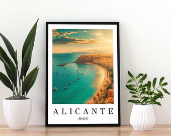Alicante Spain Travel Poster | Alicante Wall Art Print | Spanish Coastal Poster | Spain Travel Decor |Alicante City Print |  Alicante Poster