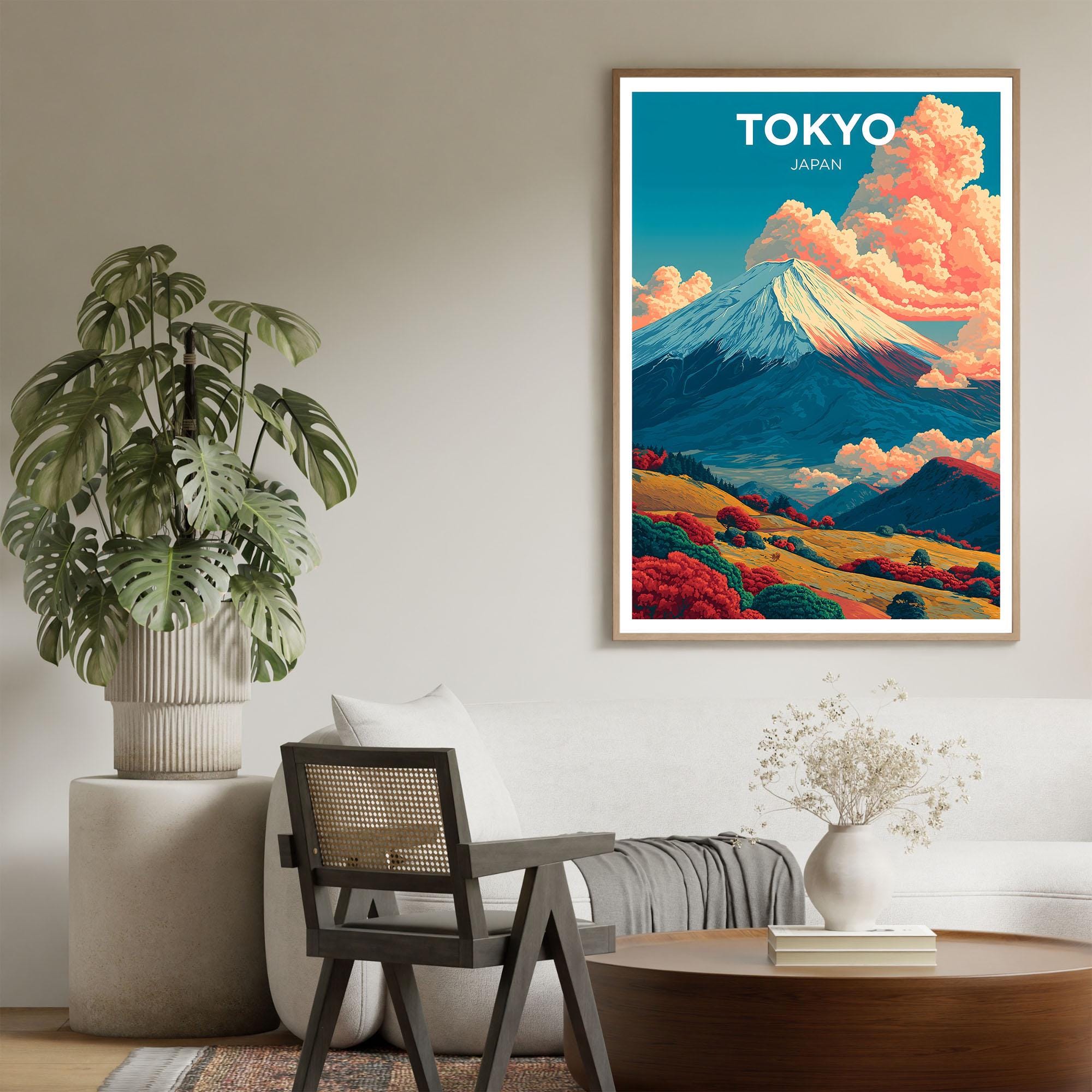 Mount Fuji Tokyo Japan Travel Poster Wall Art| Colourful Travel Print ...