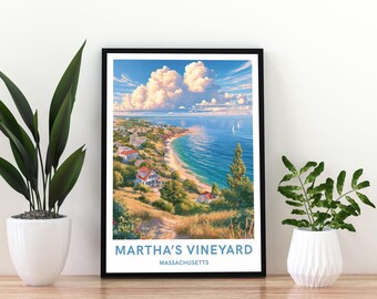 Martha's Vineyard Massachusetts Travel Poster,  Martha's Vineyard Print, Coastal Wall Art, Cape Cod Island Poster, Martha's Vineyard Poster