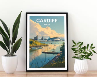 Cardiff Wales Travel Poster | Cardiff Wall Art Print | Wales Cityscape Poster | Welsh Travel Decor | Cardiff Wales Print | Cardiff Poster |