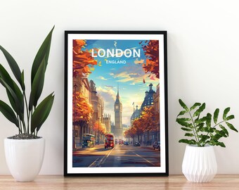 London England Travel Poster | London Wall Art Print | UK Cityscape Poster | London Skyline Decor | England Travel Print |London Art Poster|