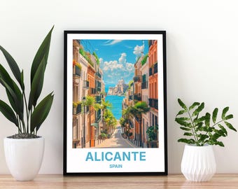 Alicante Spain Travel Poster | Alicante Wall Art Print | Spanish Coastal Poster | Spain Travel Decor | Alicante City Print| Alicante Poster