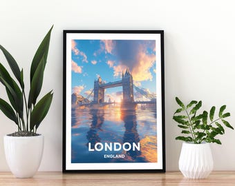 London England Travel Poster | London Wall Art Print |UK Cityscape Poster | London Skyline Decor | England Travel Print  | London Art Poster