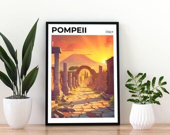 Pompeii Italy Travel Poster Wall Art | Ancient Ruins Print | Historic Roman City Poster | Italy Travel Decor | Pompeii Poster | Pompeii Art