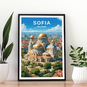 Sofia Bulgaria Travel Poster, Sofia Print, Sofia Wall Art, Sofia Bulgaria Poster, Bulgarian City Travel Print, Alexander Nevsky Cathedral