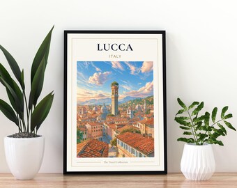 Lucca Italy Travel Poster, Lucca Print, Lucca Wall Art,  Tuscany City Poster, Italian Travel Print, Lucca Poster, Tuscan City Art, Lucca Art