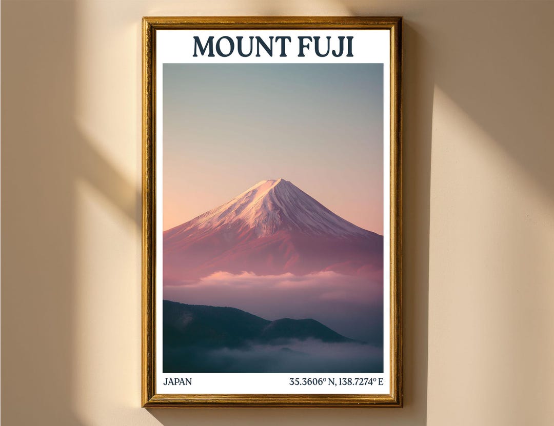 Mount Fuji Wall Art Poster | Majestic Japan Landscape Illustration ...