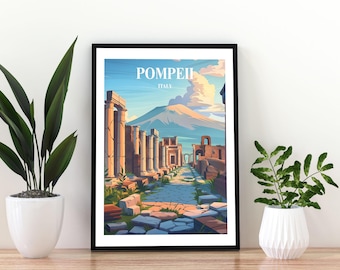 Pompeii Italy Travel Poster Wall Art | Ancient Ruins Print | Historic Roman City Poster | Italy Travel Decor | Vintage Style Wall Art