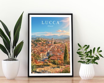 Lucca Italy Travel Poster, Lucca Print, Lucca Wall Art, Tuscany City Poster, Italian Travel Print, Lucca Poster, Tuscan City Art, Lucca Art