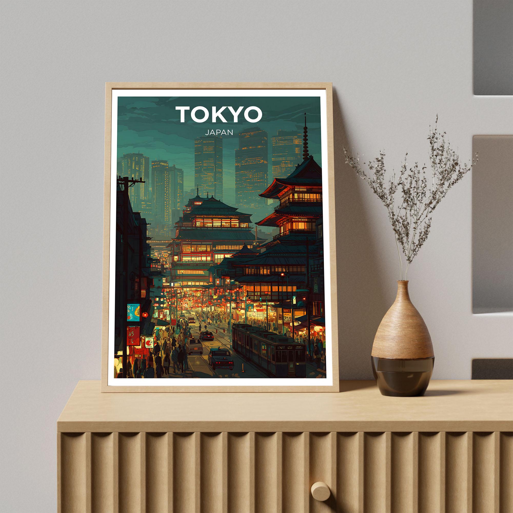 Vintage Tokyo Japan Travel Poster Wall Art | Iconic City Print ...