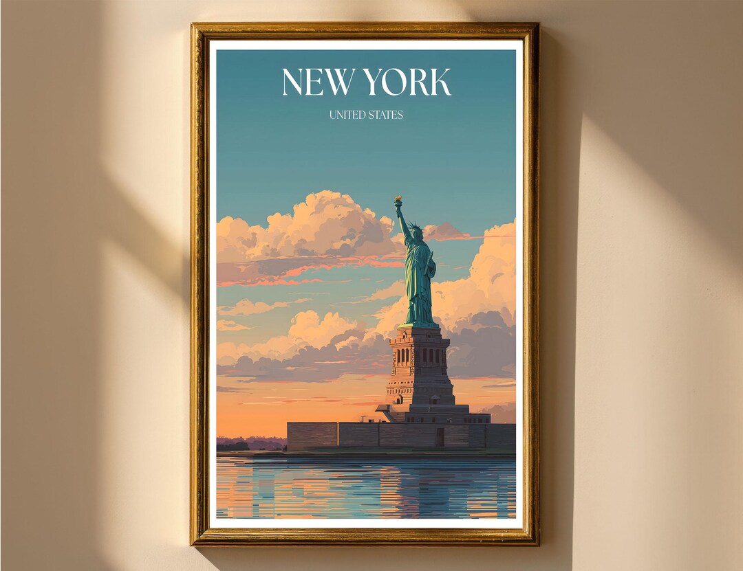 Statue of Liberty NYC Travel Poster Wall Art | Famous New York Landmark ...