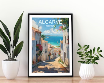 Algarve Portugal Travel Poster, Algarve Print, Portugal Wall Art, Algarve Poster, Coastal Travel Print, Beach Wall Art,  Algarve Poster