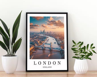 London England Travel Poster | London Wall Art Print |UK Cityscape Poster | London Skyline Decor | England Travel Print |  London Art Poster