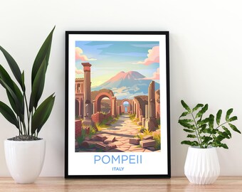 Pompeii Italy Travel Poster Wall Art | Ancient Ruins Print  | Historic Roman City Poster | Italy Travel Decor | Pompeii Poster | Pompeii Art