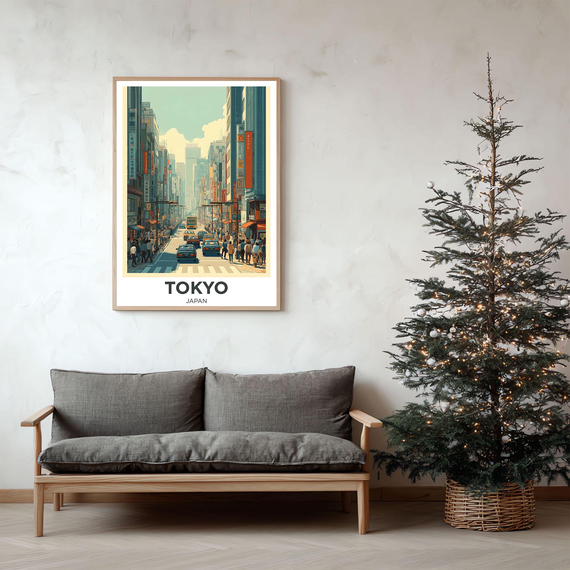 Vintage Tokyo Japan Travel Poster Wall Art | Iconic City Print | Mount ...