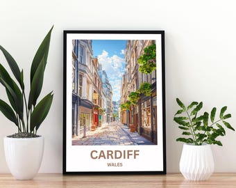 Cardiff Wales Travel Poster | Cardiff Wall Art Print | Wales Cityscape Poster | Welsh Travel Decor | Cardiff Wales Print |Cardiff Poster  |