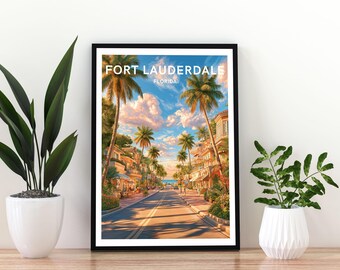 Fort Lauderdale Florida Travel Poster, Fort Lauderdale Print, Florida Coastal Wall Art,  Beach City Poster, Fort Lauderdale Poster , Flordia