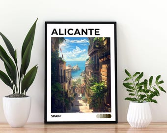 Alicante Spain Travel Poster | Alicante Wall Art Print | Spanish Coastal Poster | Spain Travel Decor | Alicante City Print | Alicante Poster