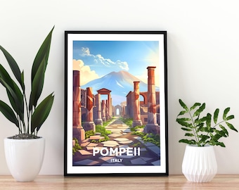 Pompeii Italy Travel Poster Wall Art | Ancient Ruins Print | Historic Roman City Poster  | Italy Travel Decor | Pompeii Poster | Pompeii Art