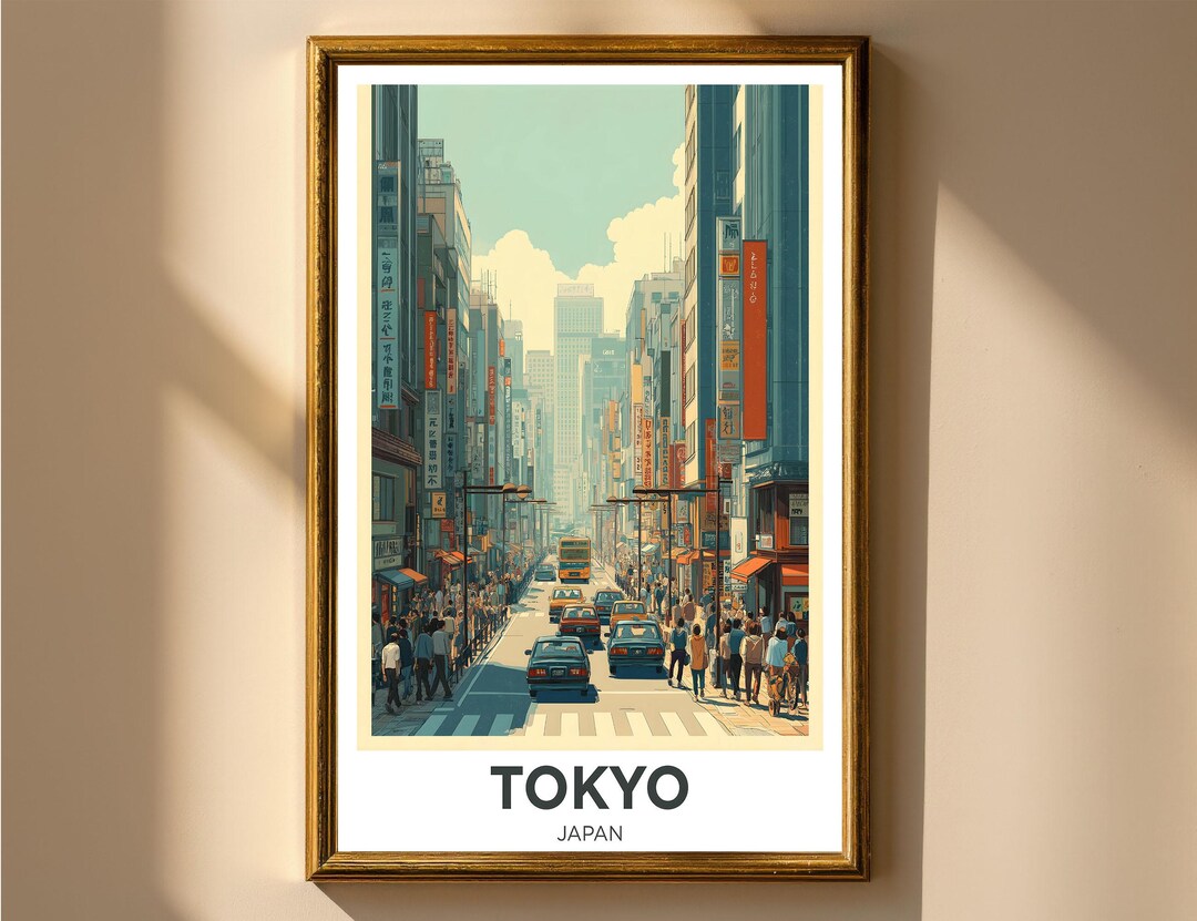 Vintage Tokyo Japan Travel Poster Wall Art | Iconic City Print | Mount ...