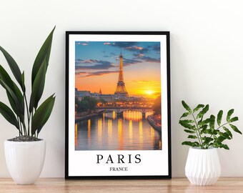Paris France Travel Poster | Paris Wall Art Print | Eiffel Tower Poster | Paris Cityscape Print | France Travel Print | Paris Poster | Paris