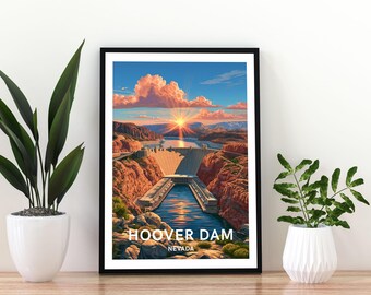 Hoover Dam Nevada Travel Poster, Hoover Dam Print,  Nevada Wall Art, Colorado River Poster, USA Landmark Travel Print,  Hoover Dam Poster