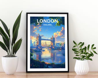 London England Travel Poster | London Wall Art Print |UK Cityscape Poster | London Skyline Decor | England Travel Print  |London Art Poster
