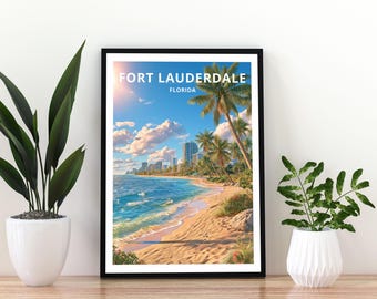 Fort Lauderdale Florida Travel Poster, Fort Lauderdale Print, Florida Coastal Wall Art, Beach City Poster, Fort Lauderdale Poster , Flordia