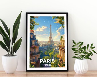 Paris France Travel Poster | Paris Wall Art Print |Eiffel Tower Poster |Paris Cityscape Print | France Travel Print | Paris Poster | Paris