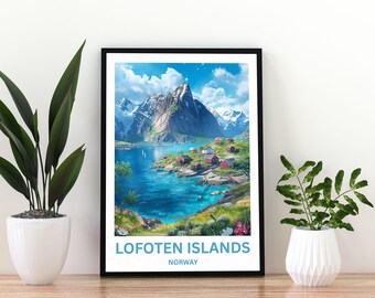 Lofoten Islands Norway Poster | Scandinavian Travel Print | Norway Wall Art | Norway Landscape Poster | Mountain Decor | Lofoten Islands |