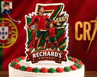 Personalized Cristiano Ronaldo Cake Topper, CR7 Party decor, Soccer Birthday Cake Decoration Printable (Digital Download)