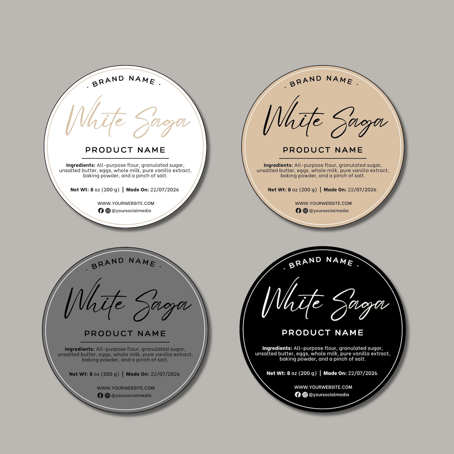 Editable Circle Label Template, Custom Digital Product Sticker Template ...
