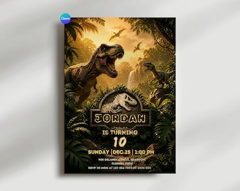 Editable Dinosaur Invitation, DInosaur Birthday Party Invitation, Dinosaur World Invite, T-Rex Party Invite, Jurassic 1st 3rd 5th Birthday
