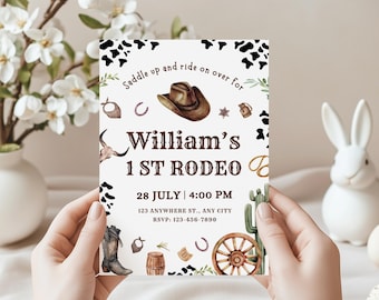 Western 1st Birthday Invitation | Rodeo Birthday Invite | Cowboy First Birthday | Editable Western Birthday Invitation