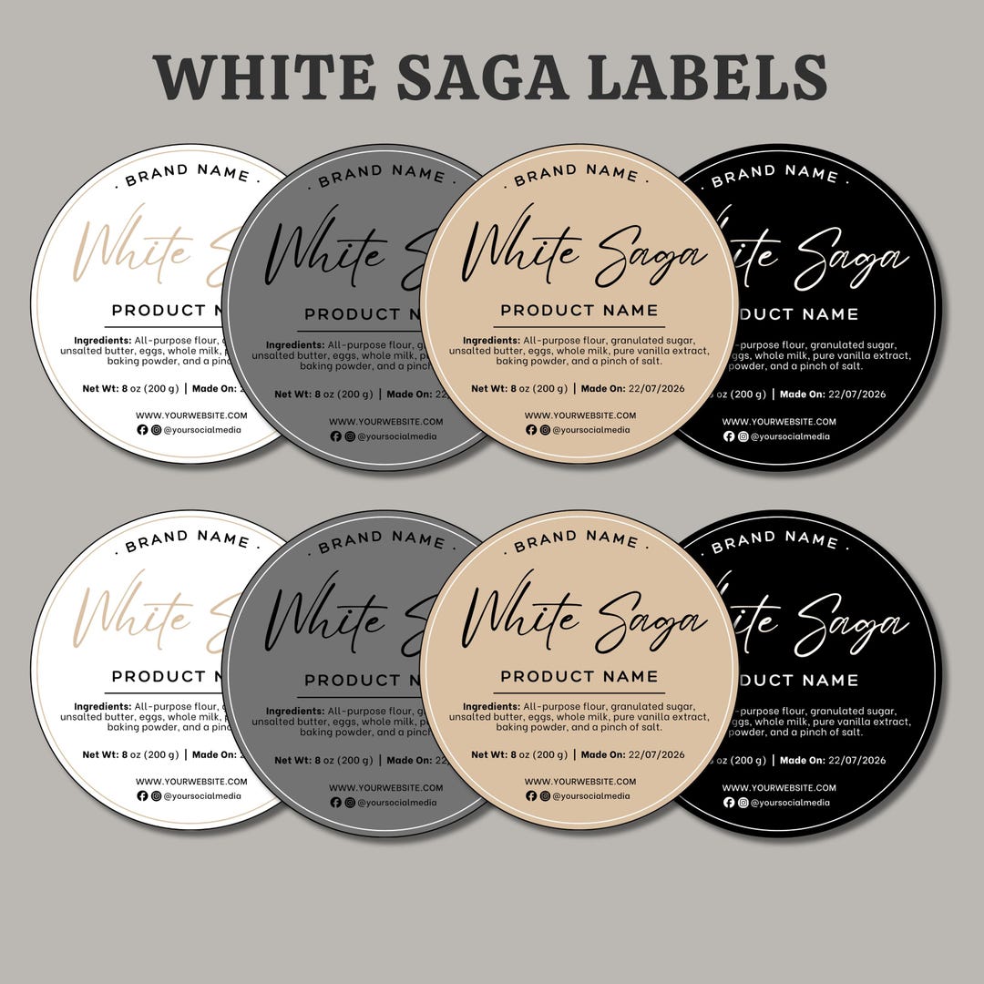 Editable Circle Label Template, Custom Digital Product Sticker Template ...