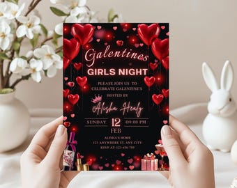 Galentines Girls Night Invitation | Galentine Party Invite | Valentine Girls Night | Editable Galentines Invitation | Digital Download