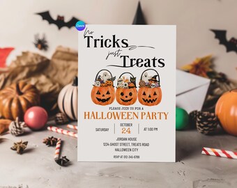 Halloween Party Invitation, Editable Canva Halloween Invite, Trick or Treat Party Template, Printable Spooky Pumpkin Invitation