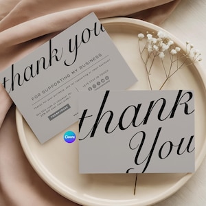 Plantilla editable de Canva para tarjeta de agradecimiento de lujo para empresas, tarjeta para insertar en el paquete del cliente, elegante postal para envíos, estética de la vieja aristocracia.