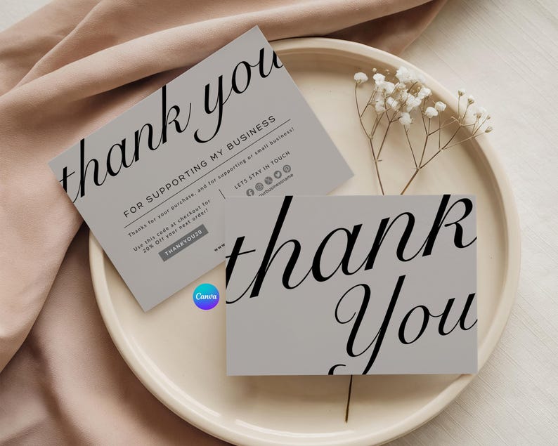 EDITABLE Luxury Business Thank You Card Canva Template, Customer ...