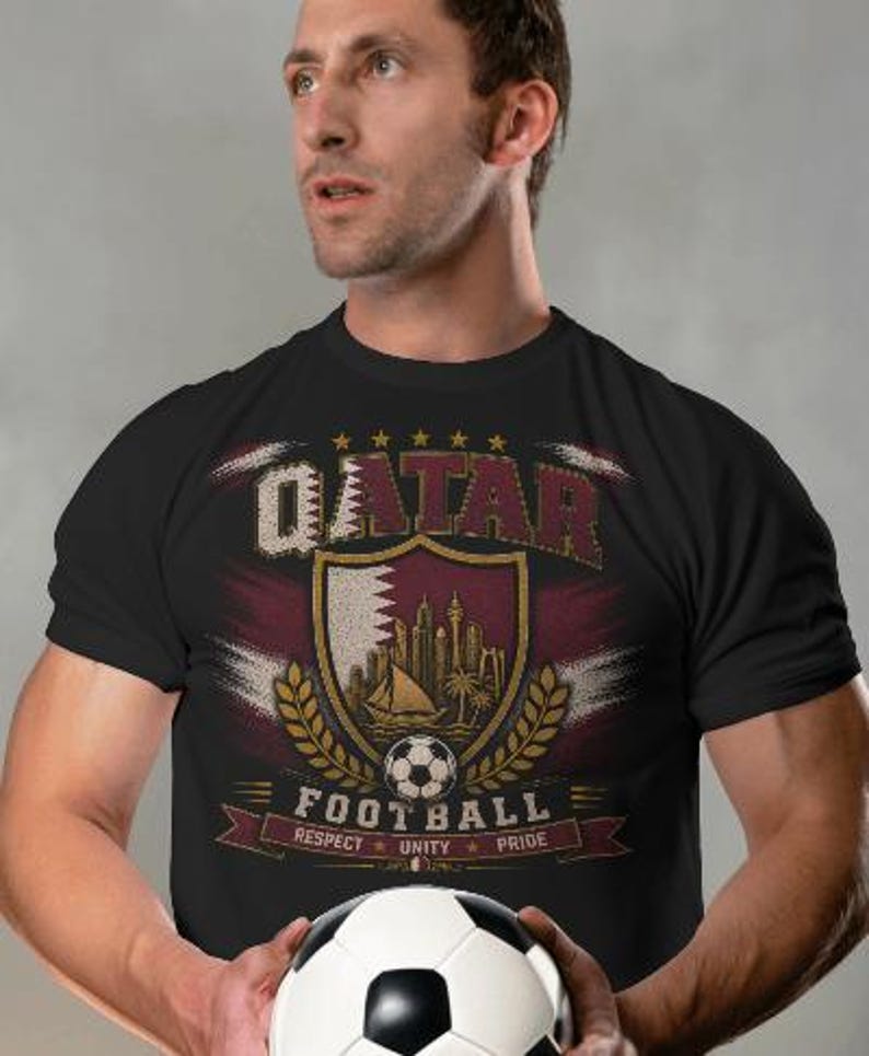 Qatar Football T-Shirt | FREE SHIPPING | Soccer Badge Tee| World Cup shirt image 1