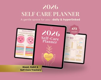Self Care Planner 2026 | Hyperlinked Wellness Journal PDF
