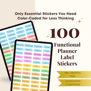 ADHD Friendly Color-Coded Planner Stickers | 100 Digital Labels for GoodNotes