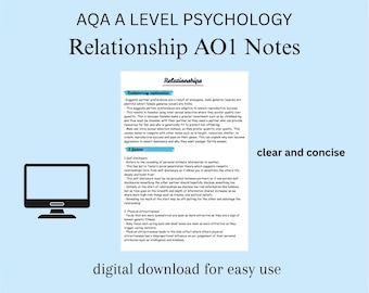 Notas sobre relacionamentos no nível AQA de Psicologia