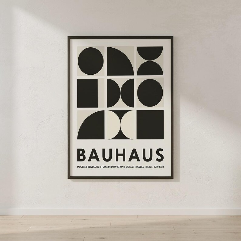 Bauhaus Poster Minimalist Geometric Black White Wall Art - Etsy