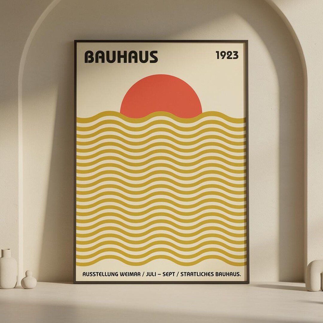 Bauhaus Poster Minimalist Abstract Wave Sunset Wall Art - Etsy